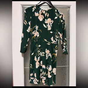 Dynamite Green Long Sleeve Floral Dress